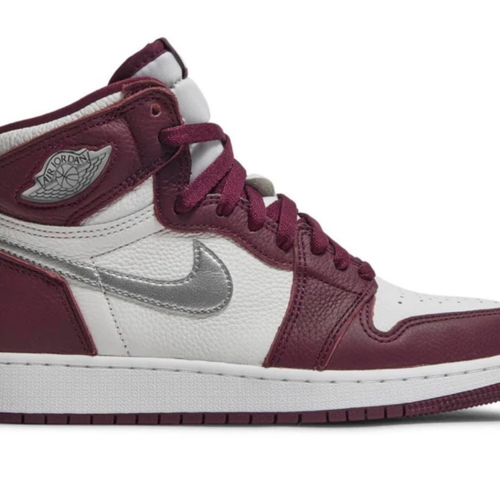 Nike maroon, white and silver Air Jordan Retro High sneakers